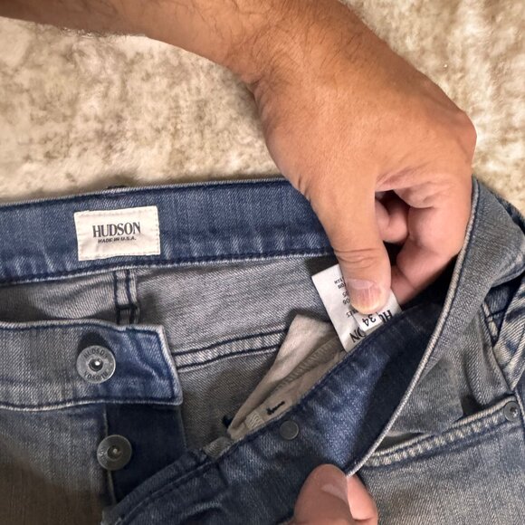 Hudson Jeans Barrow Skinny Button-fly Stretch Denim Grey Overdyed Blue Jeans, 34 - Picture 6 of 6